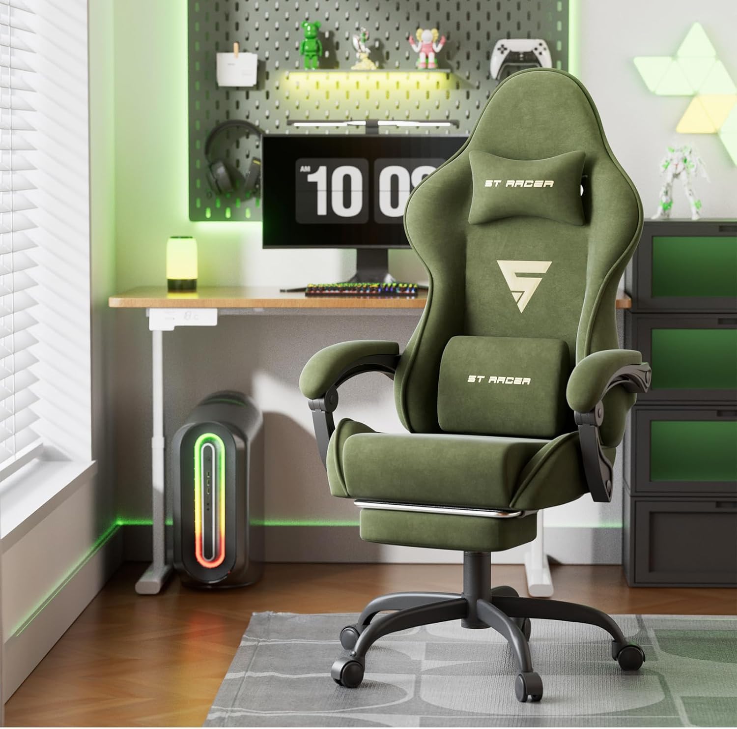 大人用ゲーミングチェア、フットレスト付きマッサージ機能と腰当 - Video Gaming & Esports Usd Acc のレビューと価格