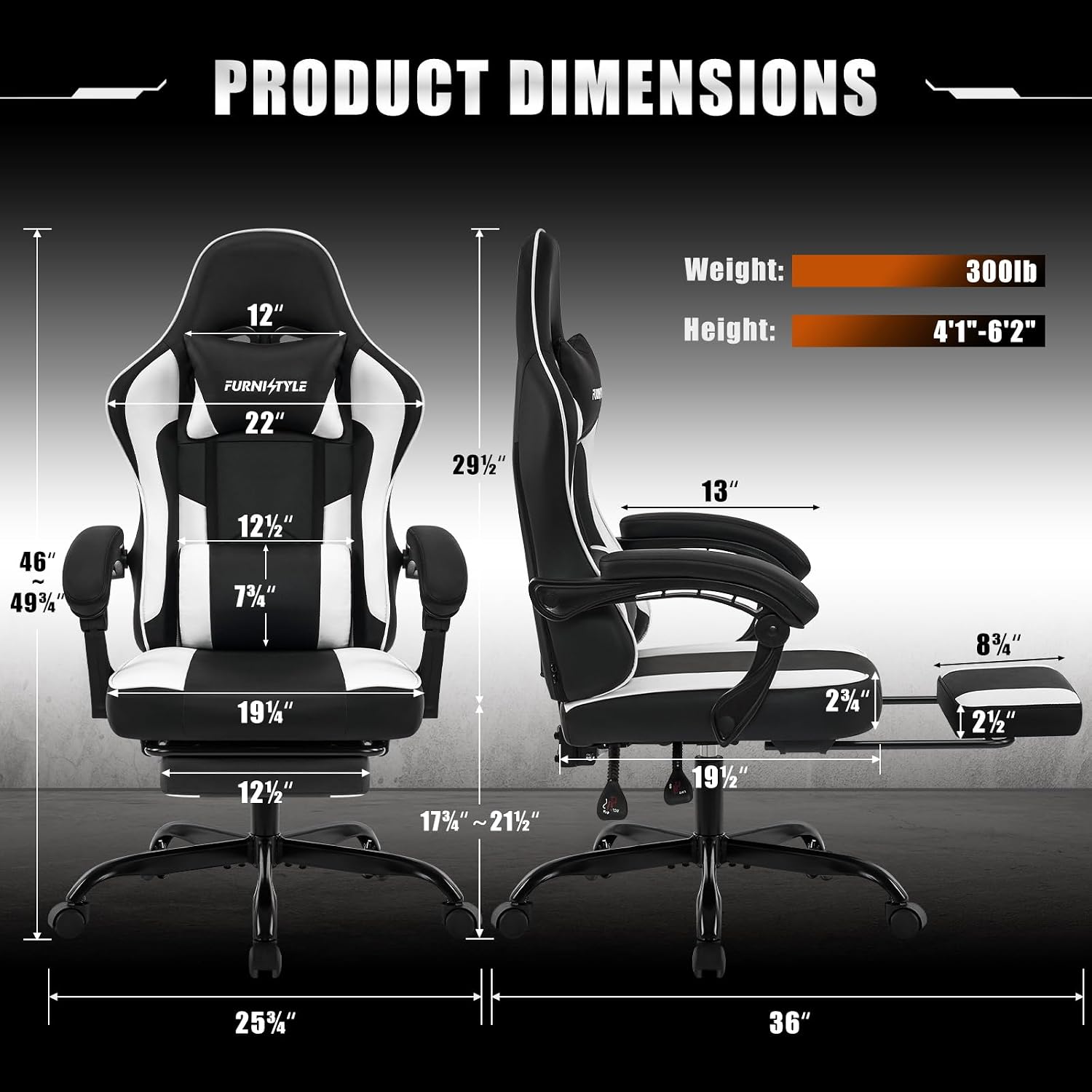 フットレスト付きゲーミングチェア、大人用ビデオゲームチェア、 - Video Gaming & Esports Usd Acc のレビューと価格